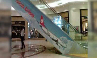 Aplicação Turkish Airlines em escada rolante