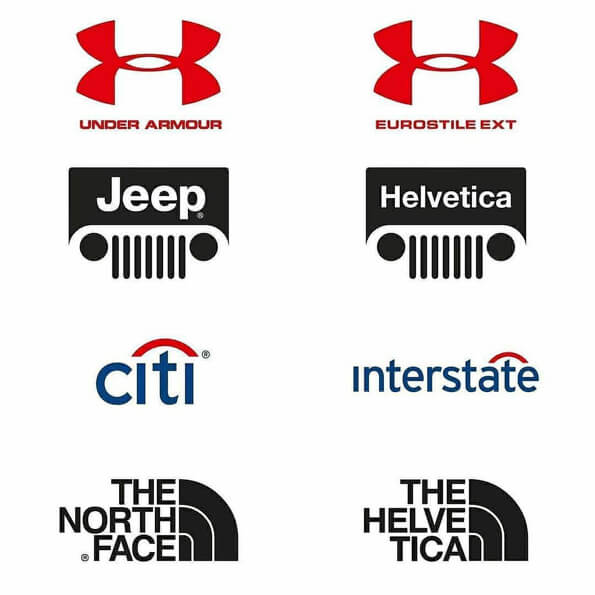 Fontes usadas pela under armour, jeep, citi, the north face, pay pal, durex, target,rolex