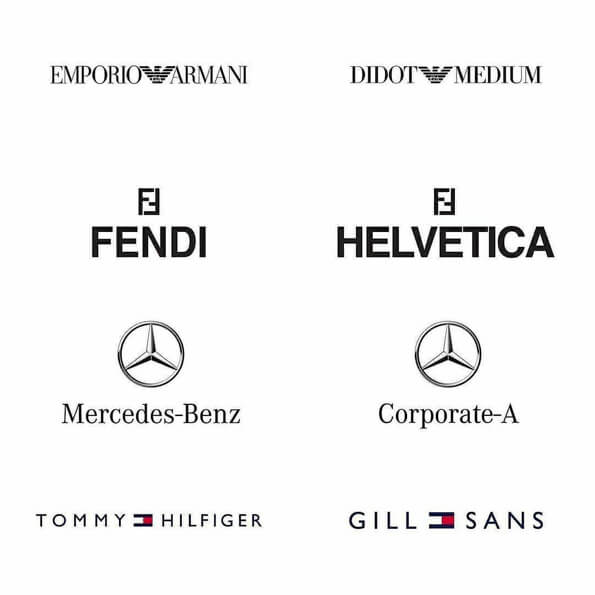 Fontes usadas pela emporio armani, fendi, mercedes-benz, tommy hilfiger