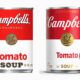 antes e depois latas de sopa Campbell's