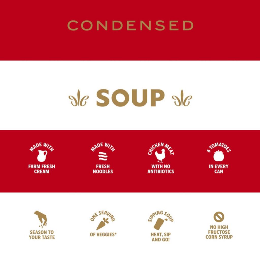 redesign logotipo marca sopa Campbells