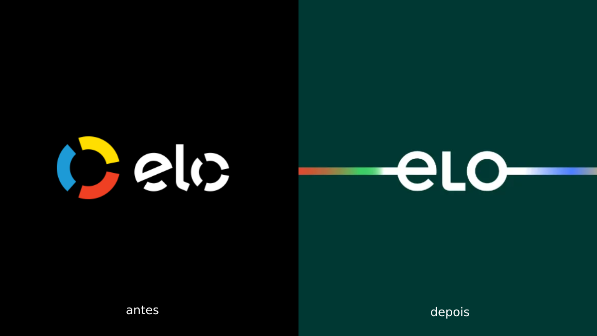 antes e depois do rebranding da marca elo