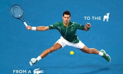 Coleção Lacoste GOAT em homenagem a Novak Djokovic, com logo da cabra substituindo o crocodilo tradicional em peças exclusivas de moda esportiva.