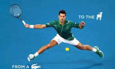 Coleção Lacoste GOAT em homenagem a Novak Djokovic, com logo da cabra substituindo o crocodilo tradicional em peças exclusivas de moda esportiva.