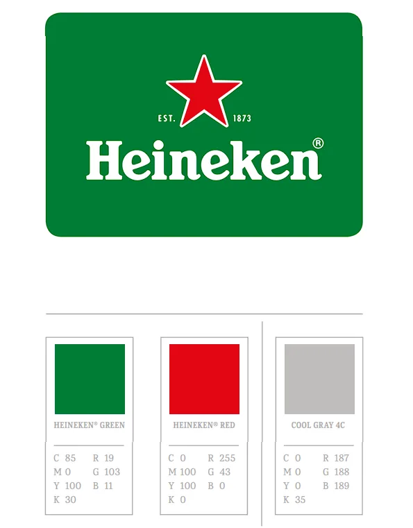 paleta de cores da logo da heineken