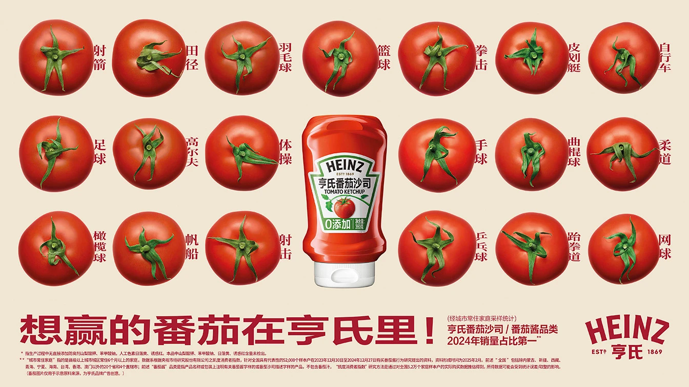 Heinz celebra os Jogos Nacionais da China com 34 pictogramas de tomate criativos