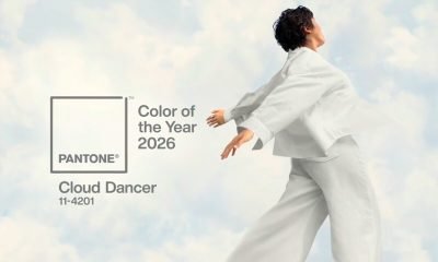 Nova cor Pantone 2026 Cloud Dancer aplicada no design