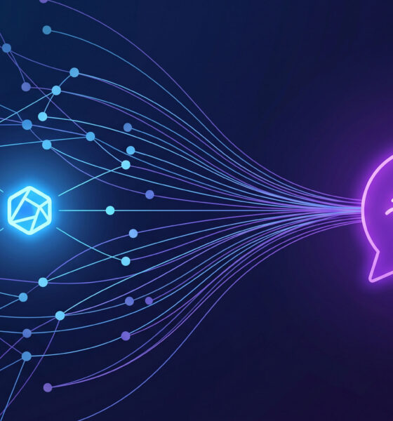 Ilustração conceitual do GEO conectando uma marca às respostas geradas por inteligência artificial