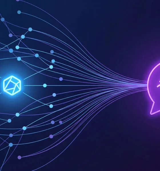 Ilustração conceitual do GEO conectando uma marca às respostas geradas por inteligência artificial