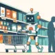 Comércio agêntico: ilustração de um agente de IA que compara produtos e conclui uma compra em nome de uma pessoa